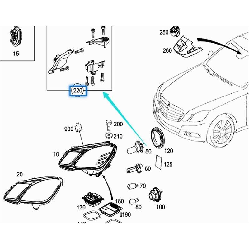 1 Set of Headlight Bracket Repair Kit for - E Classe W212 2014-2016 A2128201414 A2128201314