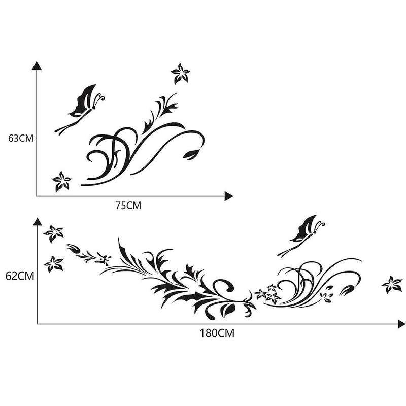1 Set/3 Pcs Black Natural Flower Vine Dragonfly Image Car Decal Vinyl Side Body Stickers Reflective