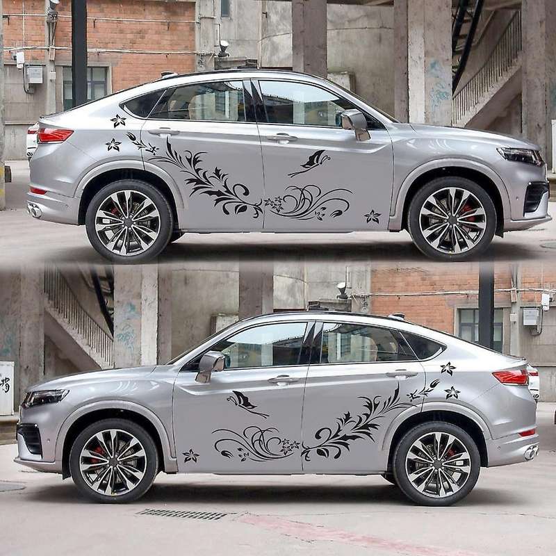 1 Set/3 Pcs Black Natural Flower Vine Dragonfly Image Car Decal Vinyl Side Body Stickers Reflective