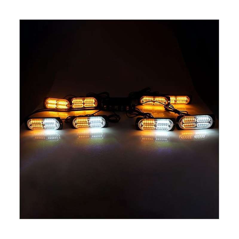 1 Tow 8 In Warning Lights Strobe Side Lights Grille Lights Yellow+white
