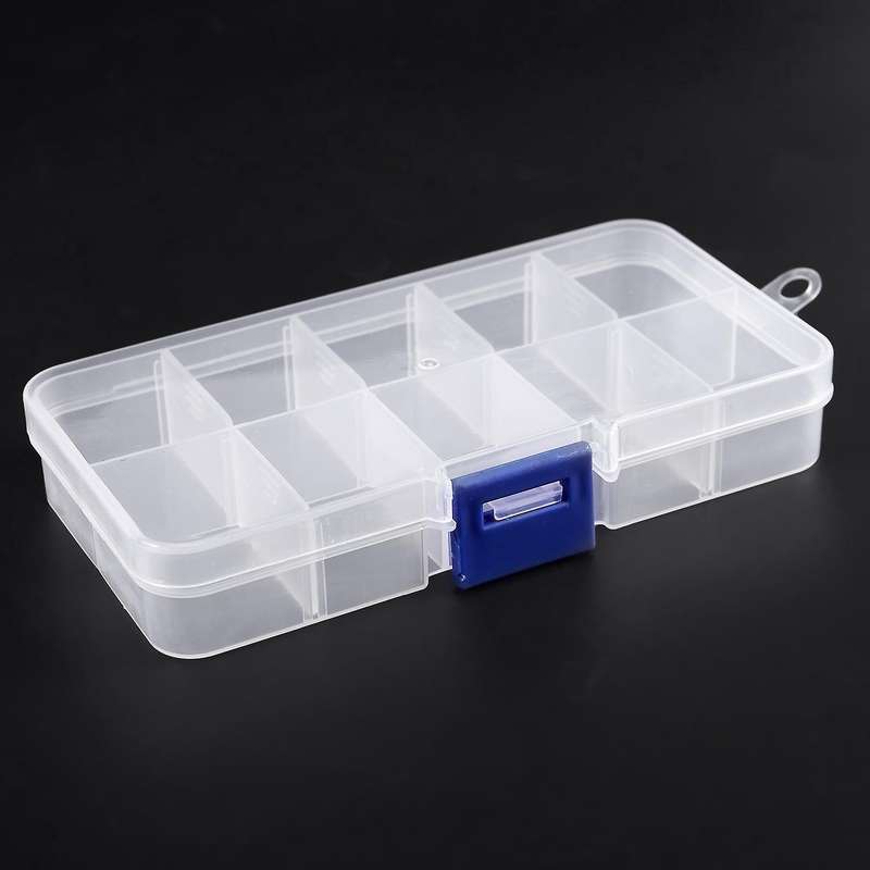 1 to 10 Compartment Plastic Storage Box Transparent for Pearl Pin Jewelry Tools Small Accessories
