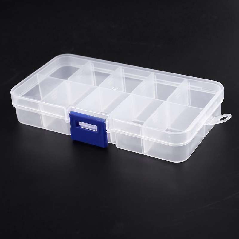 1 to 10 Compartment Plastic Storage Box Transparent for Pearl Pin Jewelry Tools Small Accessories
