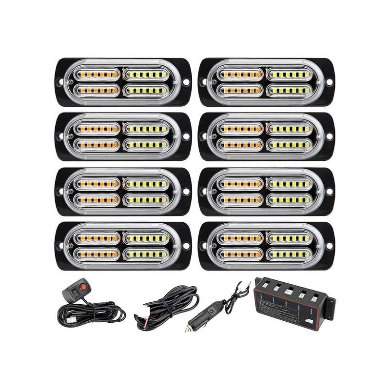1 Tow 8 In Warning Lights Strobe Side Lights Grille Lights Yellow