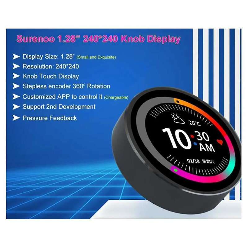 1.28 Inch 240x240 Round Circular Rotary Knob IPS Serial UART UI LCD Module Panel Display Screen Swit