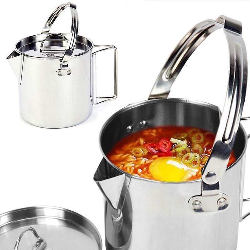 1.2L Outdoor Stainless Steel Kettles Camping Portable Boil Water Hanging Pot Cooking Kettle