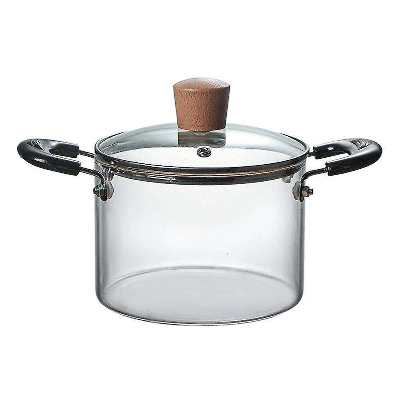 1.2L Soup Pot Health Pot Kitchen Fire Explosion Proof Transparent Glass Pot Double Handle High Boros