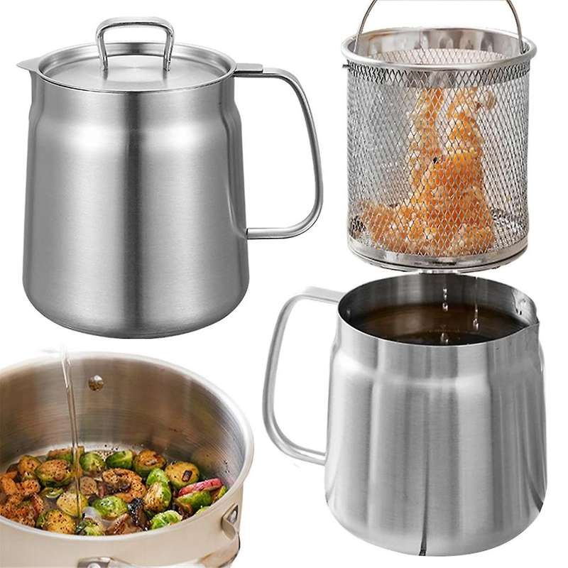 1.5 Kitchen Fryer Leak-Proof Stainless Steel Oil Filter VesselMulti-Function Frying Tank Kitchen Too