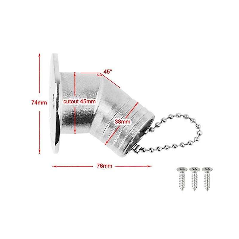 1.5 inch Boat Fuel Deck Filler Angled Fill 316 Marine Grade Stainless Steel Keyless Cap Boat Accesso