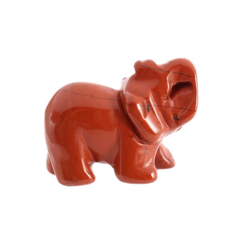 1.5 Inch Elephant Natural Stone Sculpture Elephant Sculpture Elephant Crystal Ornaments (Redstone)