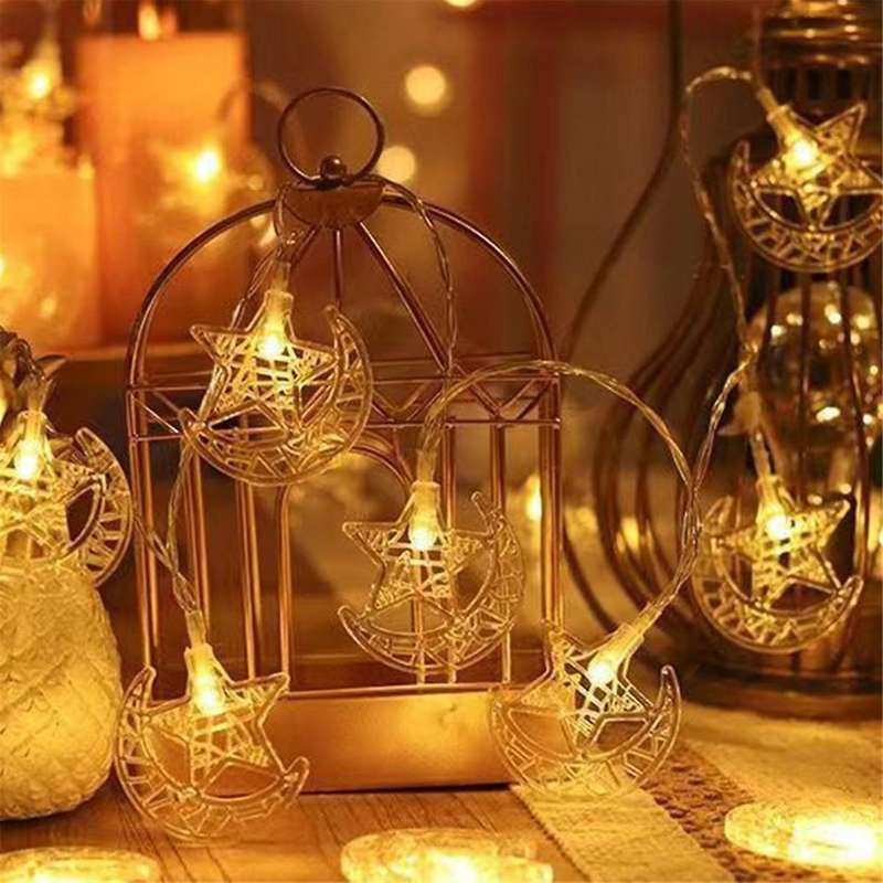 1.5M 10LED EID Mubarak LED String Lights Islam Muslim Festival Party Moon Star Castle Lantern Ramada