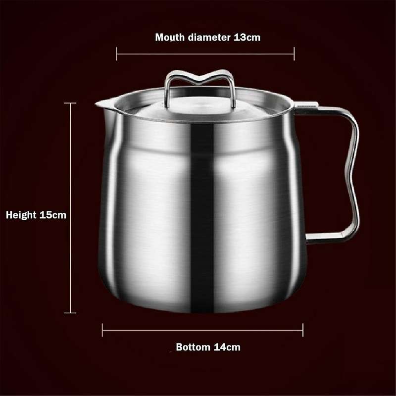 1.5l Stainless Steel Oil Filter Pot Lard Strainer Tank Container Jug High Capacity Storage Can Kitc