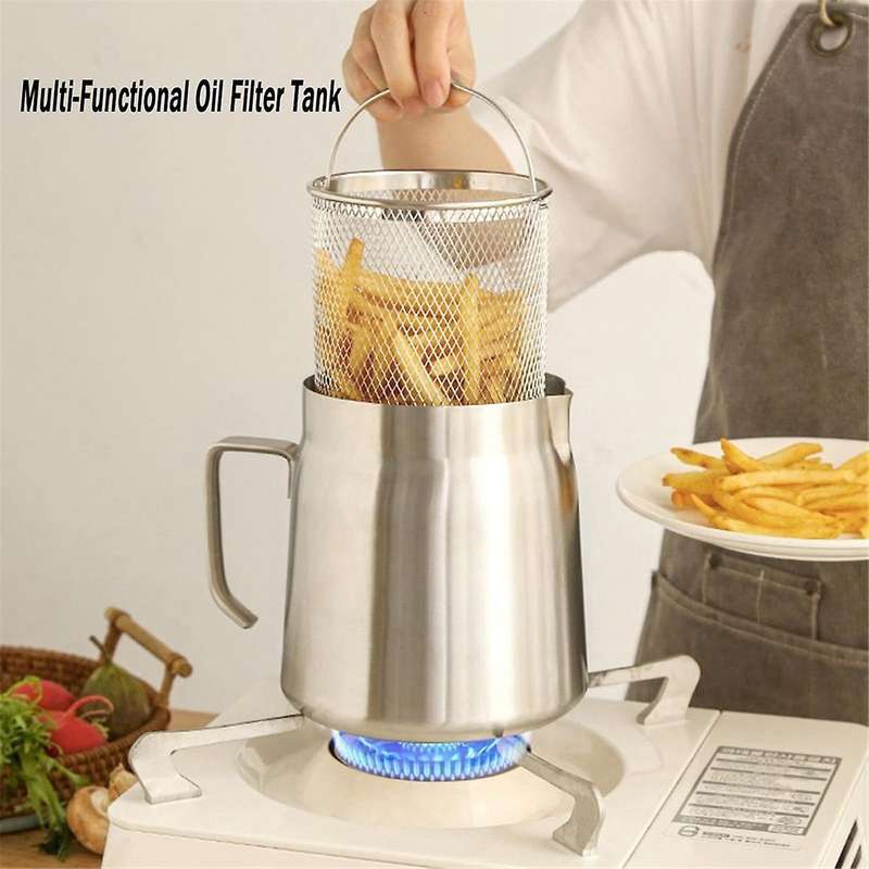 1.5L 304 Stainless Steel Versatile Oil Filter Tank Stainless Steel Oil Filter Pot Multi-Functional O