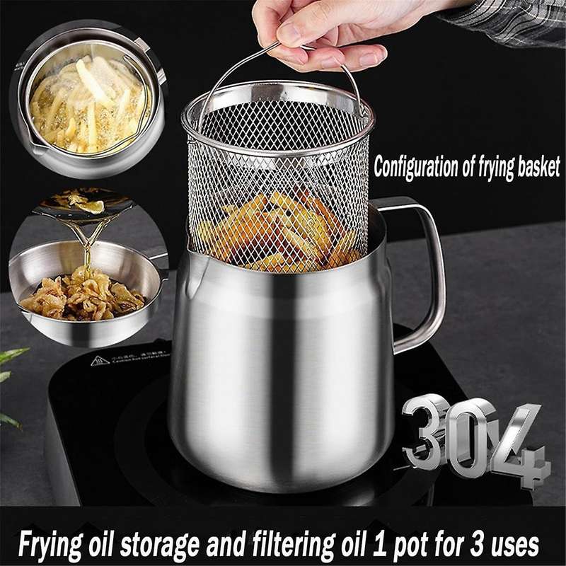 1.5L 304 Stainless Steel Versatile Oil Filter Tank Stainless Steel Oil Filter Pot Multi-Functional O
