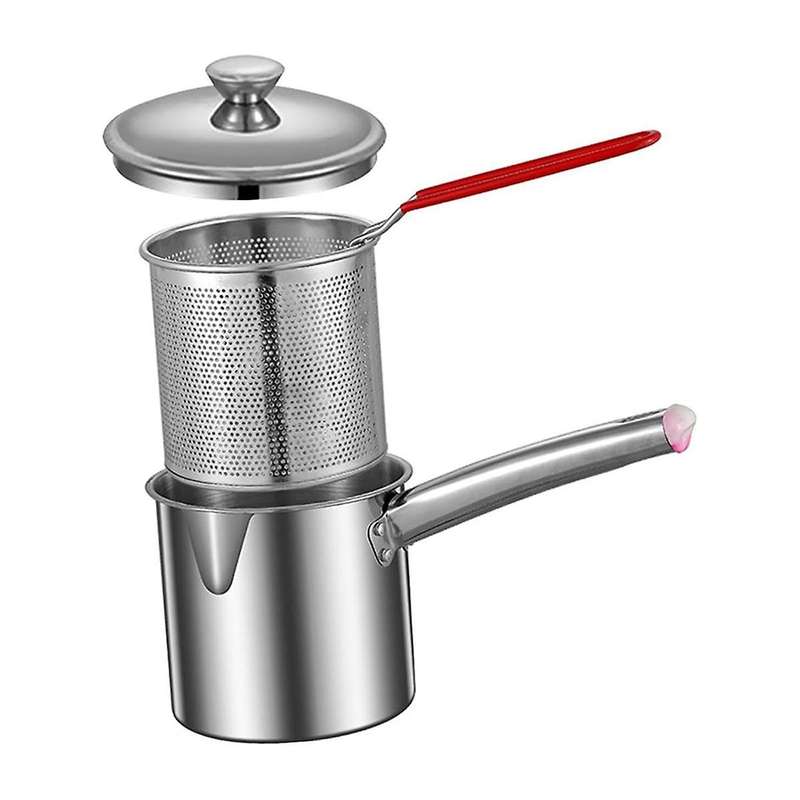 1.8L Deep Fryer Pot, Small Fryer Pot, Multipurpose Stainless Steel Baskets, Deep Fryer, Cooking Pot