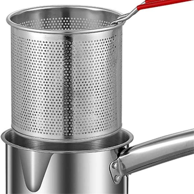 1.8L Deep Fryer Pot, Small Fryer Pot, Multipurpose Stainless Steel Baskets, Deep Fryer, Cooking Pot