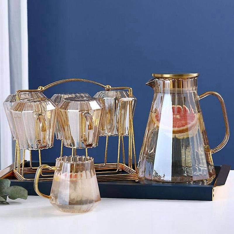1.8L Glass Water Pot Cold Water Bottle Handle Water Kettle Transparent Heat Resistant Juice Teapot P