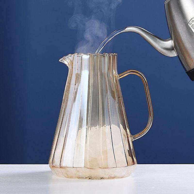 1.8L Glass Water Pot Cold Water Bottle Handle Water Kettle Transparent Heat Resistant Juice Teapot P