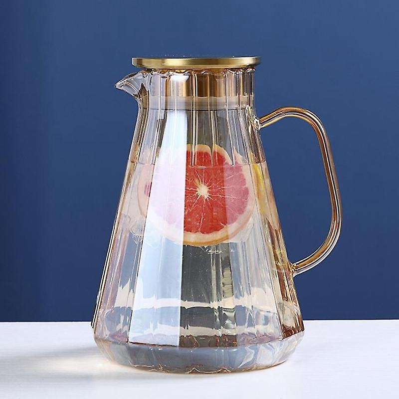1.8L Glass Water Pot Cold Water Bottle Handle Water Kettle Transparent Heat Resistant Juice Teapot P