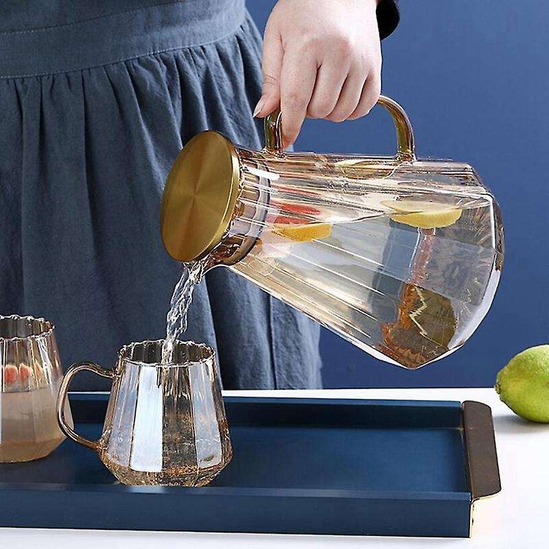 1.8L Glass Water Pot Cold Water Bottle Handle Water Kettle Transparent Heat Resistant Juice Teapot P