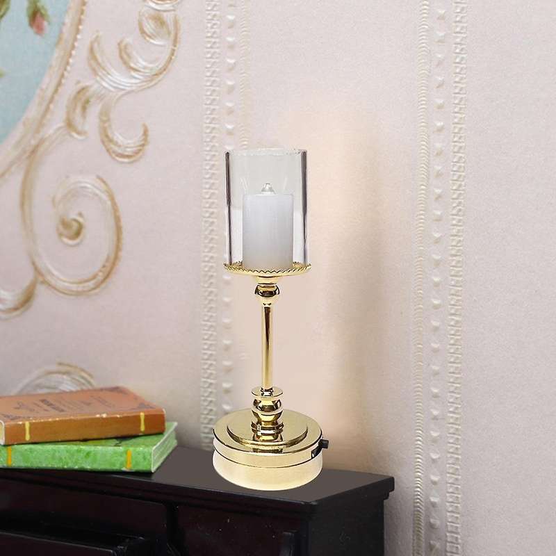 1/12 Scale Mini Luminous Candle Lamp Accessories Miniature Led Wall Sconce Lamp Battery Operated Wi