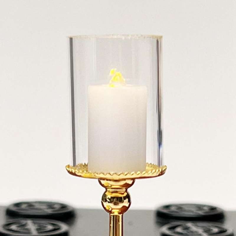 1/12 Scale Mini Luminous Candle Lamp Accessories Miniature Led Wall Sconce Lamp Battery Operated Wi