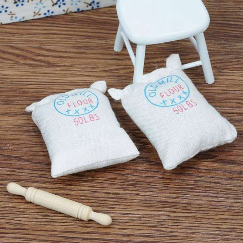 1/12 Flour Rolling Pin Baking Set Mini Baking Supplies Model Kitchen Food Accessories