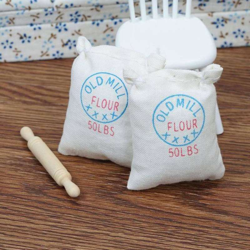 1/12 Flour Rolling Pin Baking Set Mini Baking Supplies Model Kitchen Food Accessories