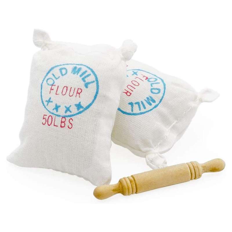 1/12 Flour Rolling Pin Baking Set Mini Baking Supplies Model Kitchen Food Accessories