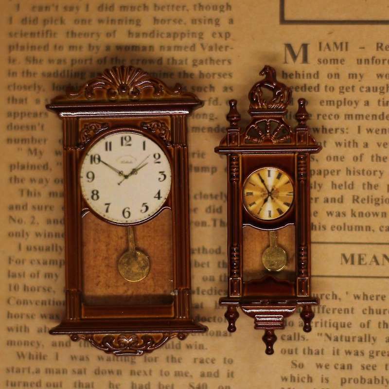 1/12 Doll House Scene Mininature Roman Clock Pendant Clock Living Room Wall Clock Decoration Doll H