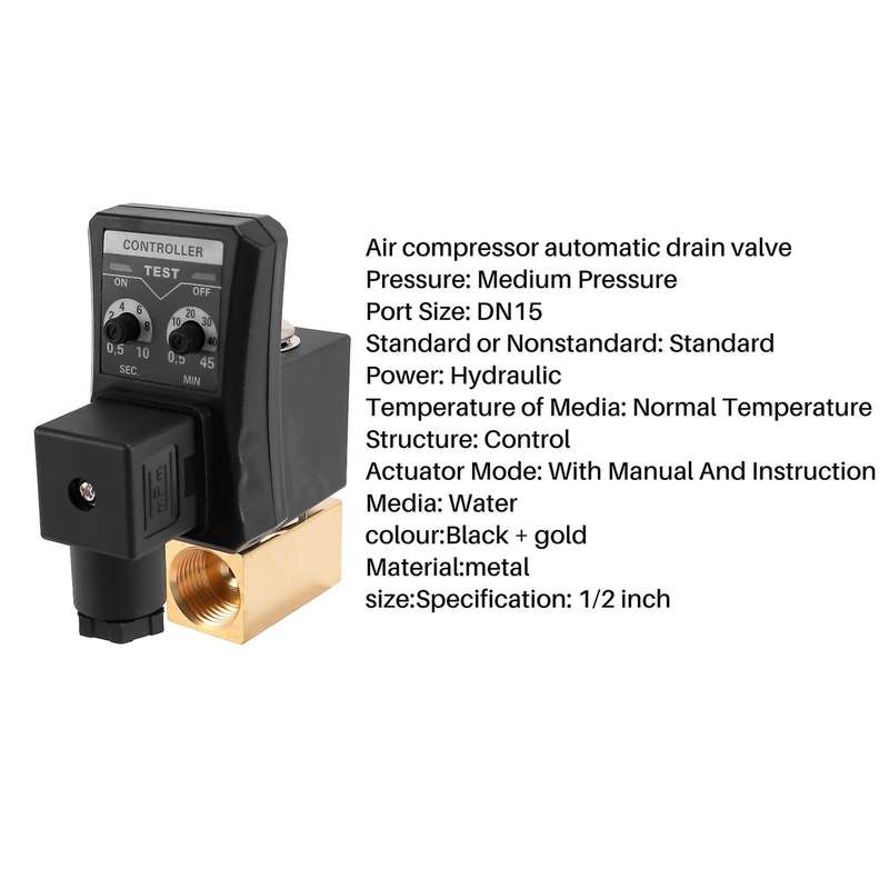 1/2 Inch Dn15 Electric Timer Auto Water Valve Solenoid Electronic Drain Valve for Air Compressor Co
