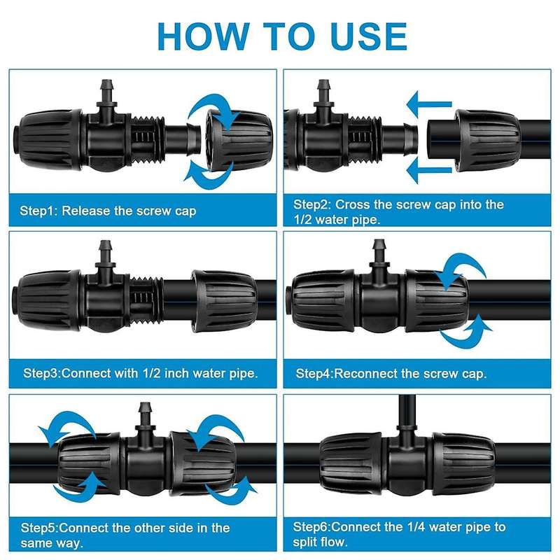 1/2 to 1/4 Drip Irrigation Fittings,25Pack Barbed Tee 1/2Inch Drip Irrigation Tubing to 1/4Inch Irr
