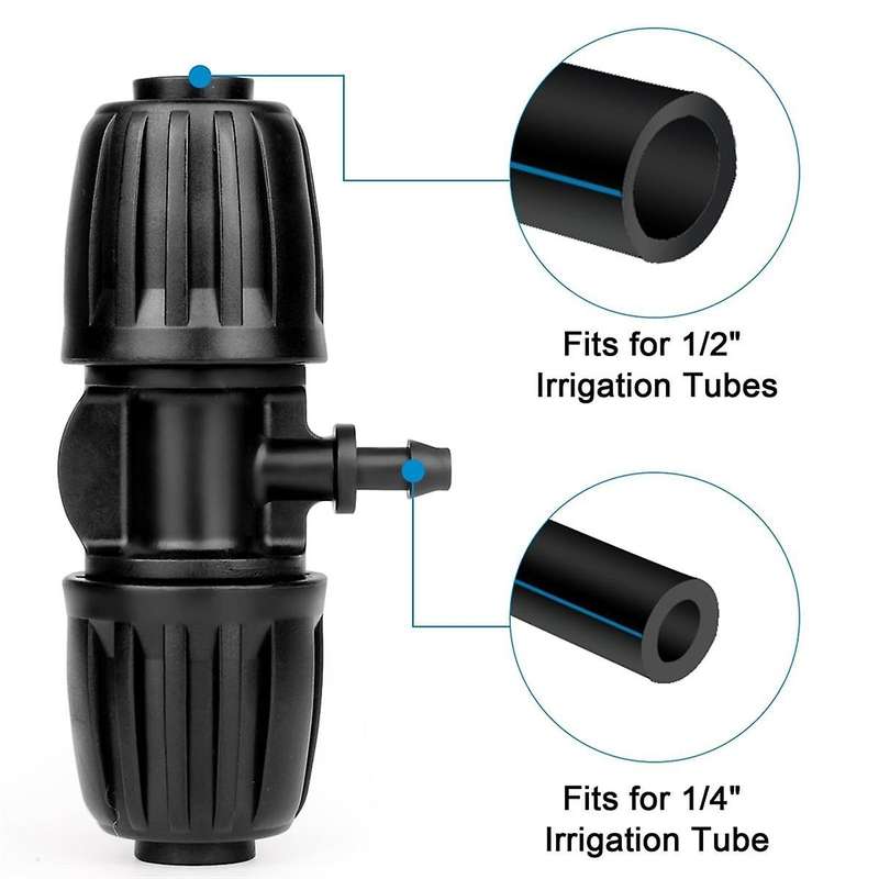 1/2 to 1/4 Drip Irrigation Fittings,25Pack Barbed Tee 1/2Inch Drip Irrigation Tubing to 1/4Inch Irr