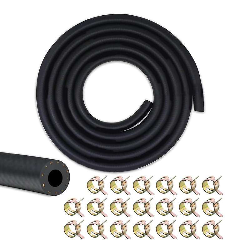 1/4 Fuel Line, Fuel Line Hose 10 Feet, NBR Rubber Gasoline Tube with 20 PCS Fuel Line Clamps, Fuel