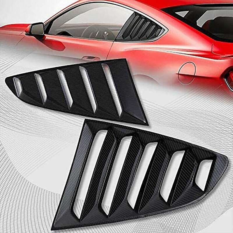 1/4 Quarter Car Carbon Fiber Rear Window Louver Shutter Cover Trim for 2015-2018 Window Side Vent Tr