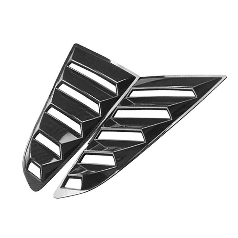 1/4 Quarter Car Carbon Fiber Rear Window Louver Shutter Cover Trim for 2015-2018 Window Side Vent Tr