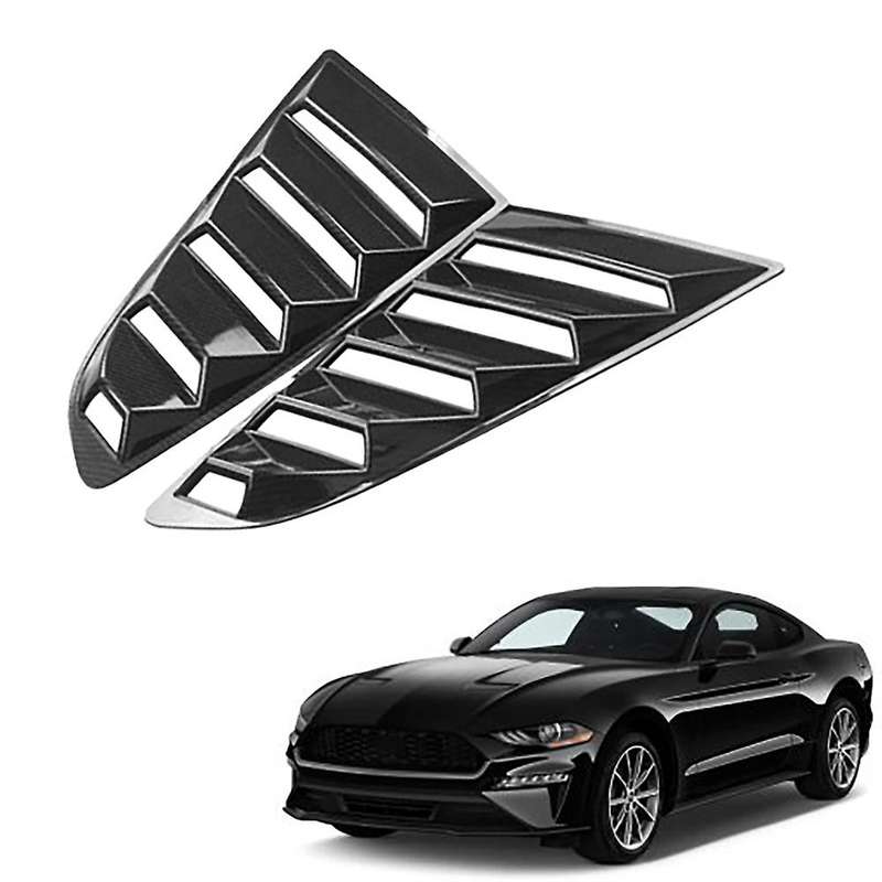 1/4 Quarter Car Carbon Fiber Rear Window Louver Shutter Cover Trim for 2015-2018 Window Side Vent Tr