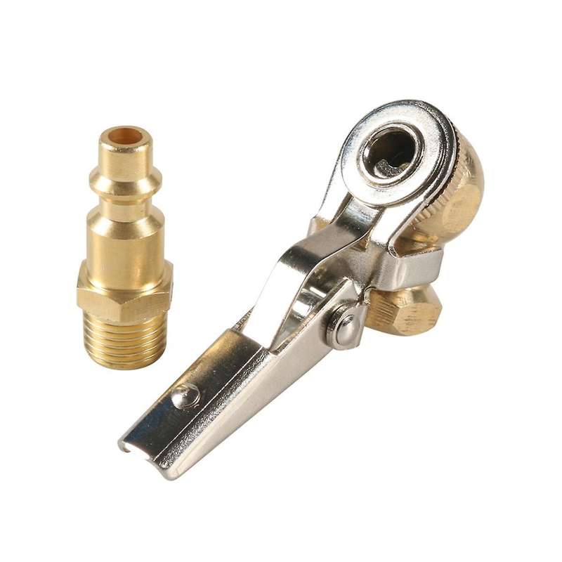 1/4 Inch Female NPT Closed Ball Tire Chuck with Clip, Locking Air Chuck Tire Inflator with Air Chuck
