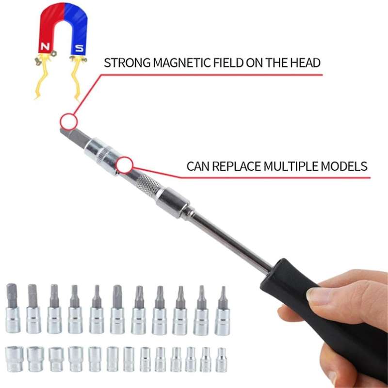 1/4 Inch Socket Kit with Quick Release Ratchet, Screwdriver Set, Car and Truck Manual Extension Auto