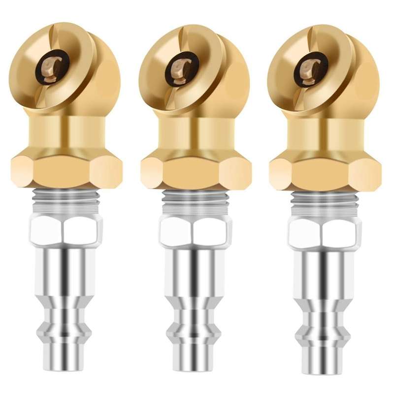 1/4Inch Portable Air Chuck Closed Brass Ball Inflator for Inflator Gauge Compressor Accessories, 3 P