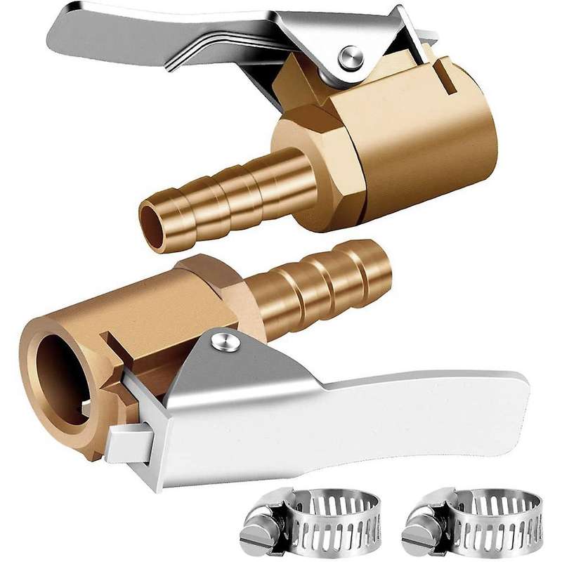 1/4inch Brass Tire Inflator Lock on Chuck,Mini Compressor Tire Inflator Chuck Hose End for Hose Repa