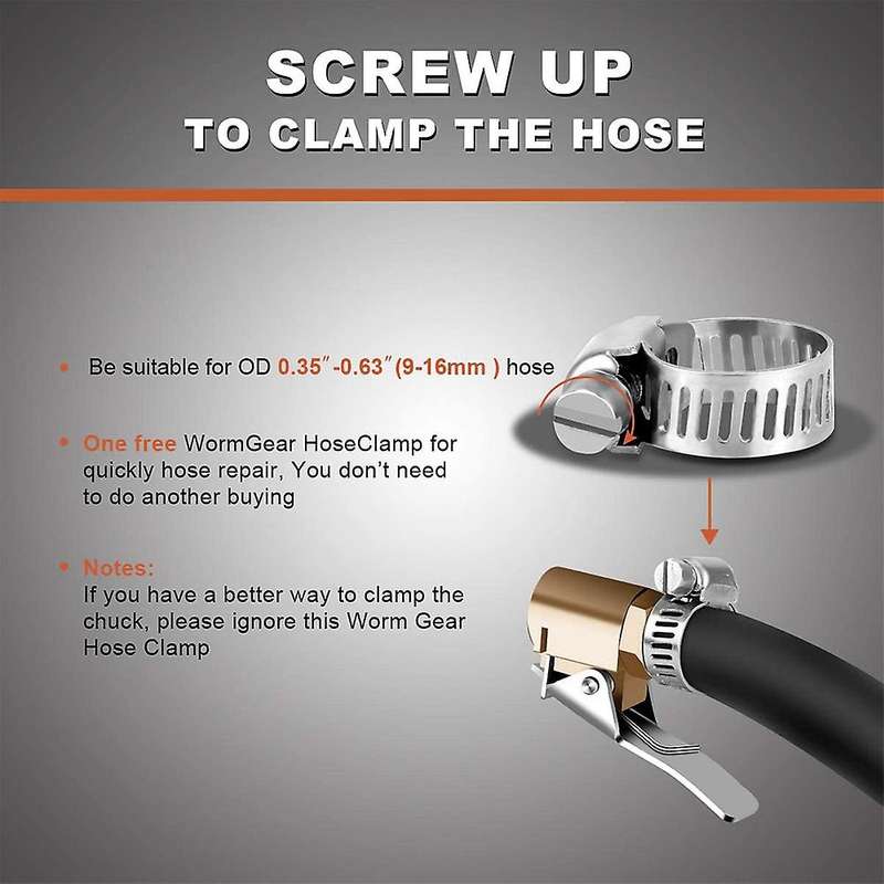 1/4inch Brass Tire Inflator Lock on Chuck,Mini Compressor Tire Inflator Chuck Hose End for Hose Repa