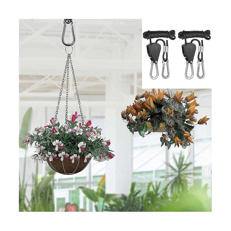 1/8 Inch Adjustable Grow Light Hangers 8pcs 2.4m Long Heavy Duty Rope Ratchet for Grow Tent & Garde