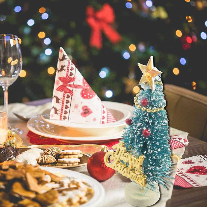 1: 12 Miniature Christmas Tree "merry Christmas" Letters Board Wooden Stand Decoration