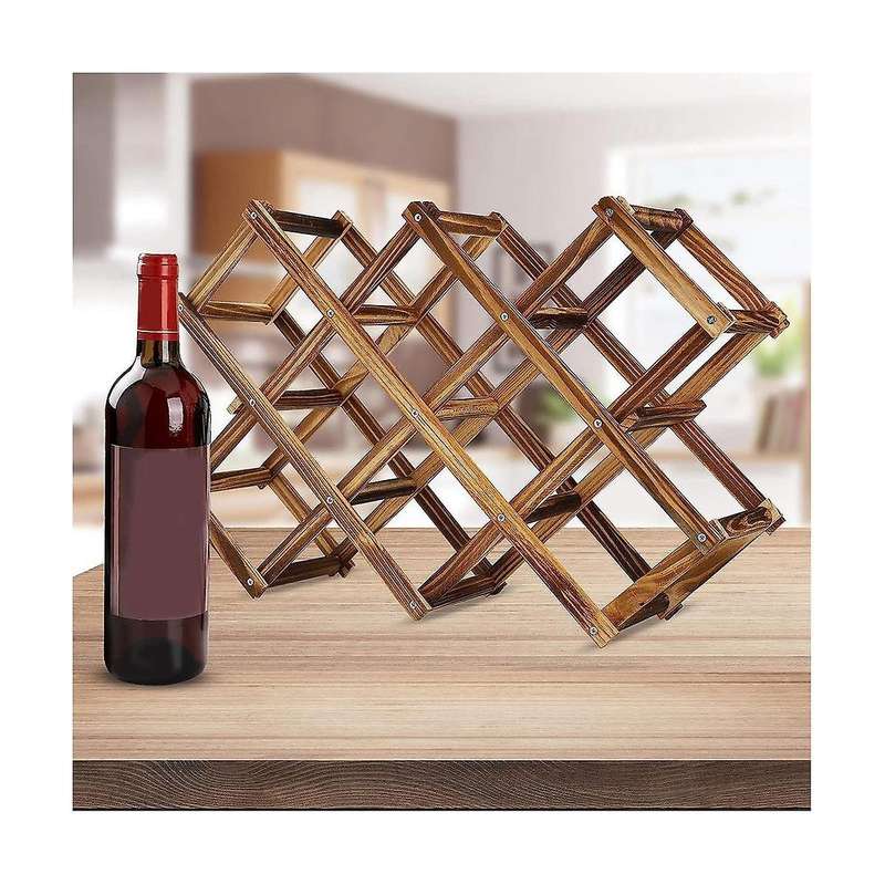 10 Bottles Capacity Foldable Free Standing Wooden Wine Rack Countertop Wine Racks,storage Wine Rack