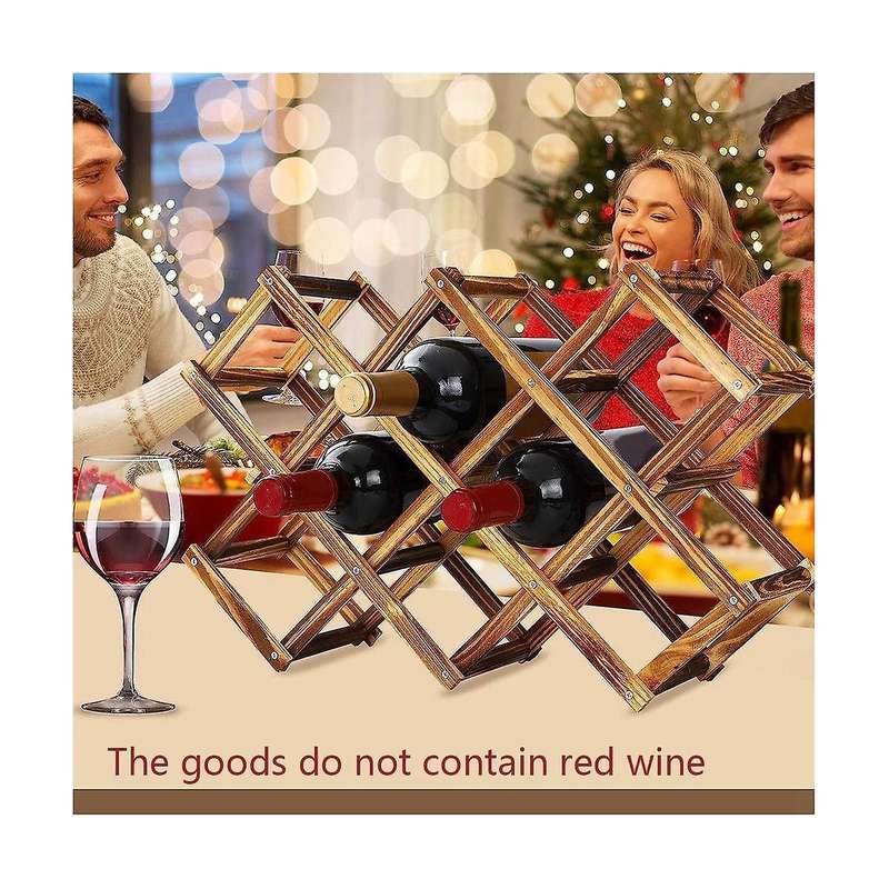 10 Bottles Capacity Foldable Free Standing Wooden Wine Rack Countertop Wine Racks,storage Wine Rack