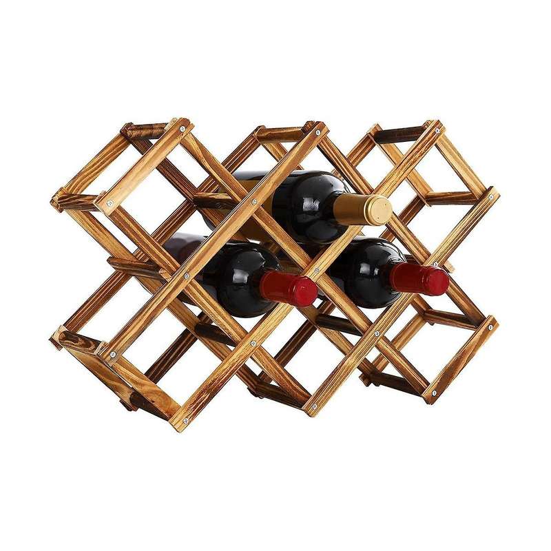 10 Bottles Capacity Foldable Free Standing Wooden Wine Rack Countertop Wine Racks,storage Wine Rack