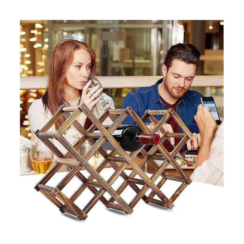 10 Bottles Capacity Foldable Free Standing Wooden Wine Rack Countertop Wine Racks,storage Wine Rack