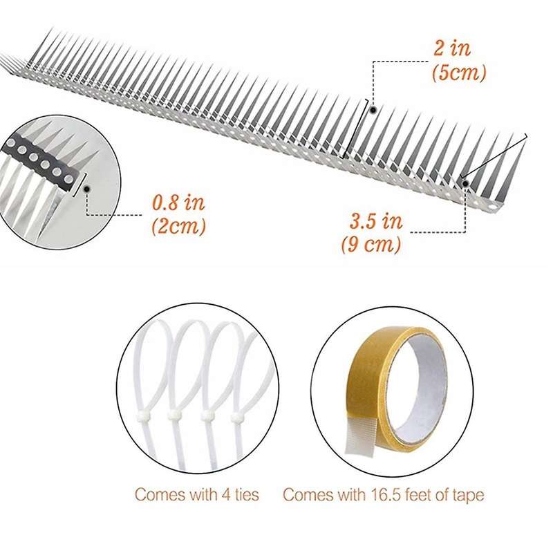 10 Feet Outdoor Anti-Bird Multifunctional Stainless Steel Bird Spikes Suitable for Roof Windowsills,