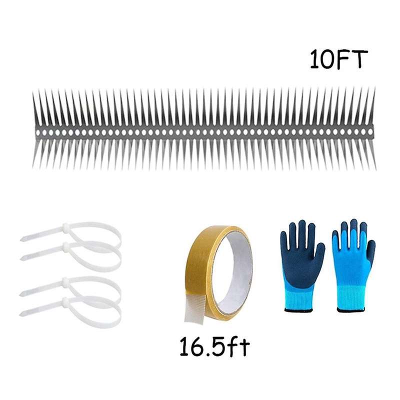 10 Feet Outdoor Anti-Bird Multifunctional Stainless Steel Bird Spikes Suitable for Roof Windowsills,