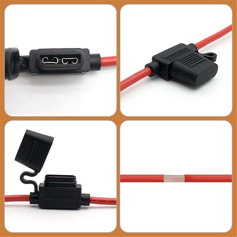 10 Gauge Fuse Holder - 10 AWG Inline Fuse Holder with 40 AMP ATC Blade Fuses (4pack) Automotive Retr